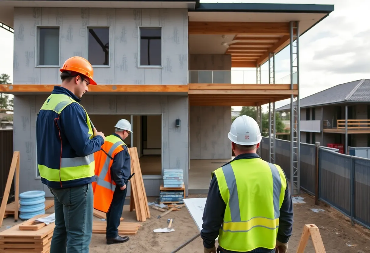 Construction site in Victoria with visible building permits